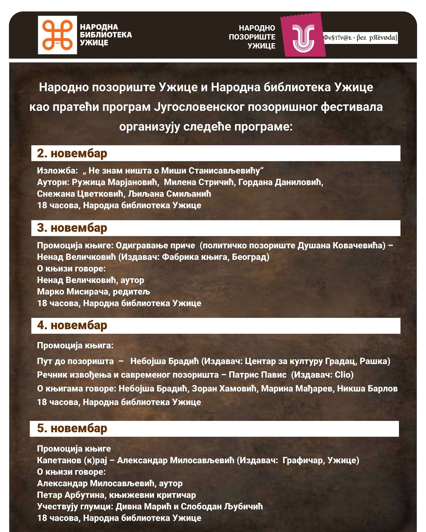 Пратећи програми Југословенског позоришног фестивала